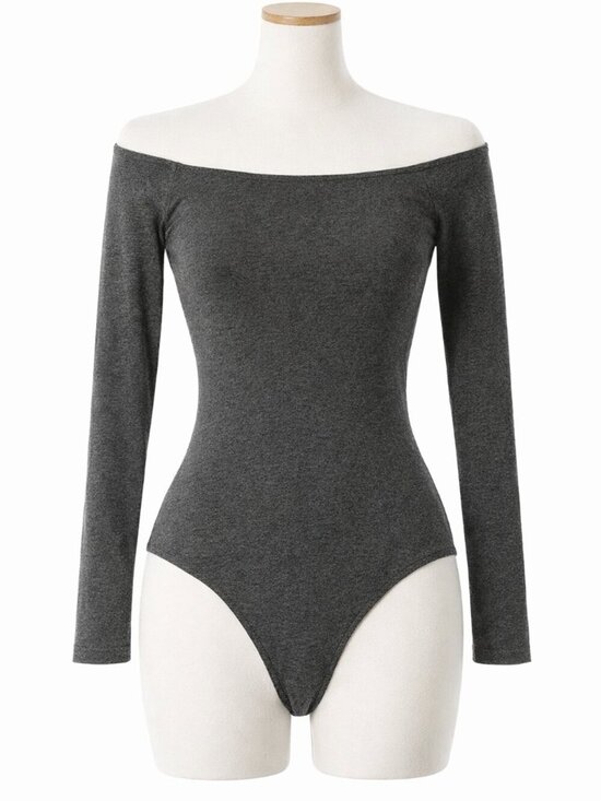 Mangopop Tops - Maje Gray Scoop Neck Short Sleeve Bodysuit